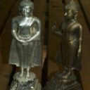Thai standing  silver bronze Buddha